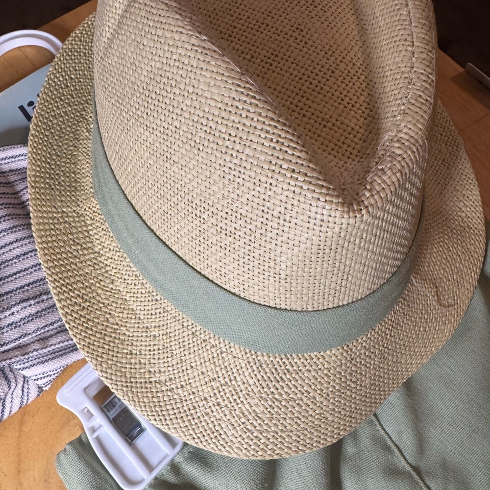 Little Lad 3 Piece |Striped Shirt and Green Shorts Set with Hat - Picture 6 of 6